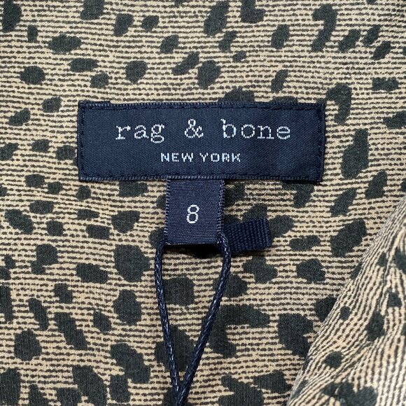 Rag & Bone 100% Silk Karen Wrap Dress Women's 8 Olive Leopard Print NWT - Picture 7 of 15